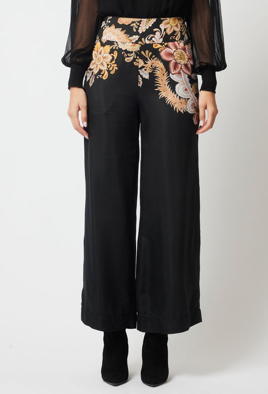 OnceWas Empress Cupro Viscose Pant in Dragon Flower