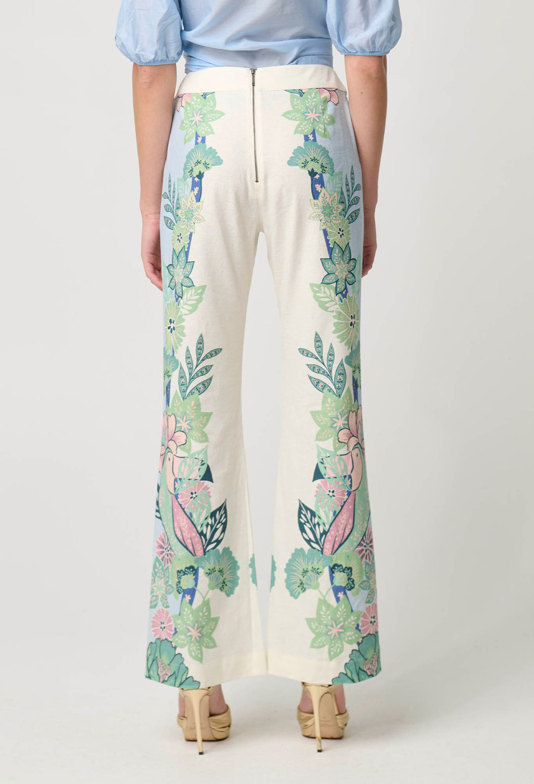 OnceWas Carlyle Stretch Linen Viscose Pant in Paradi Flè Print