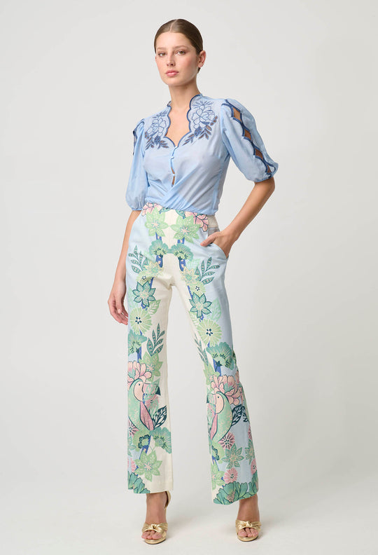 Carlyle Stretch Linen Viscose Pant in Paradi Flè Print