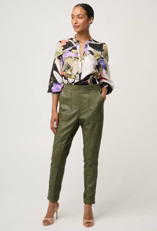 Sylvan Leather Jogger in Moss