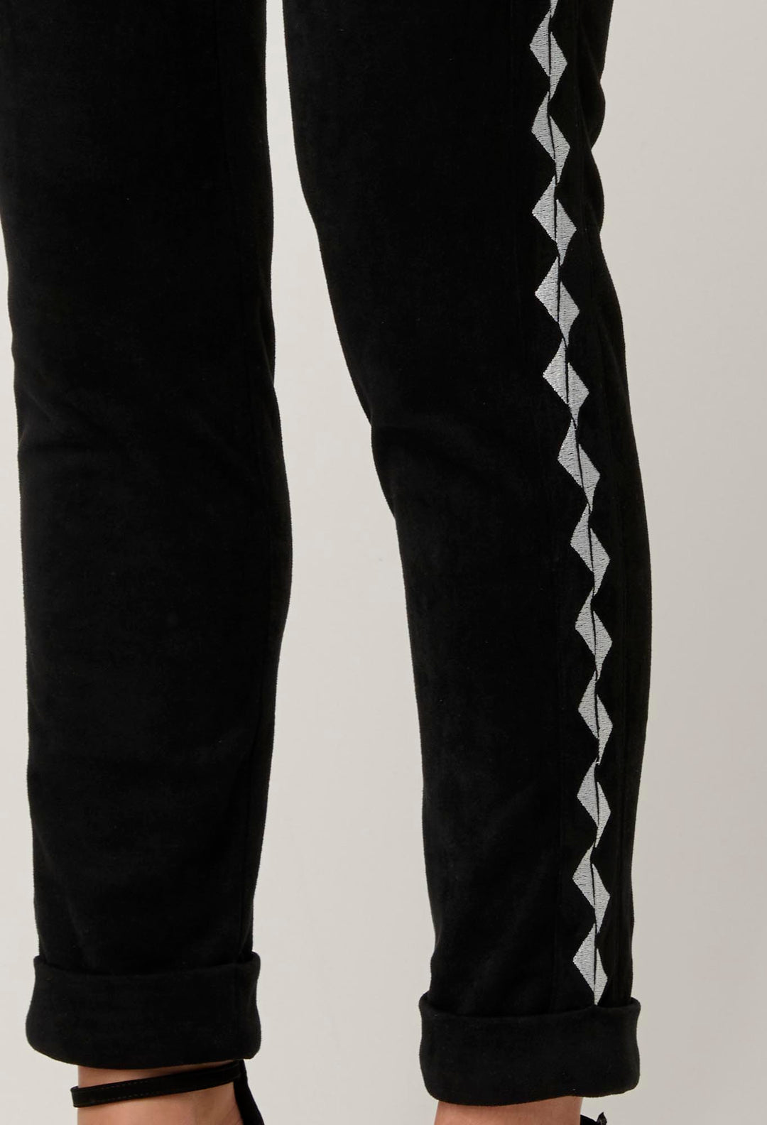 OnceWas Everley Faux Suede Embroidered Jogger in Onyx