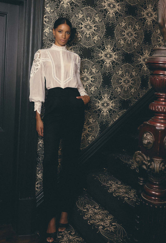 OnceWas Scarlett Faux Suede Pant in Onyx