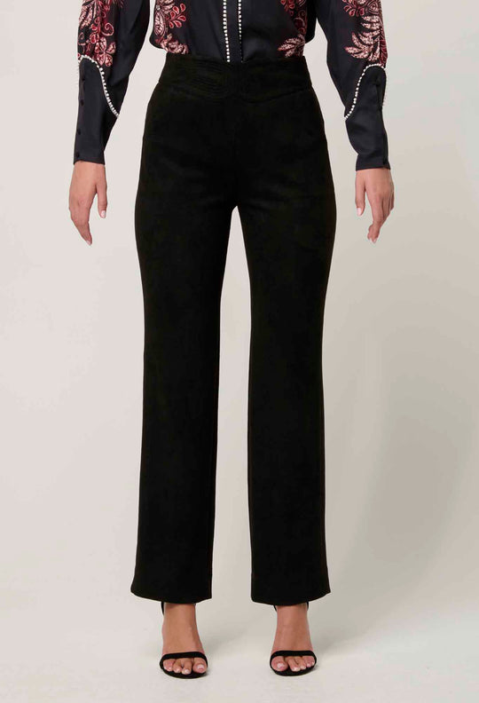OnceWas Scarlett Faux Suede Pant in Onyx