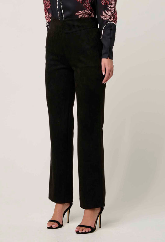 OnceWas Scarlett Faux Suede Pant in Onyx