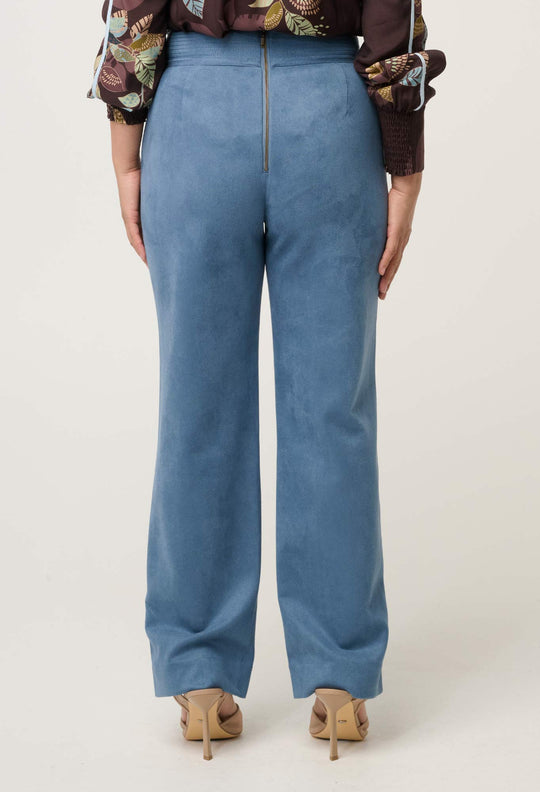 UNDER 5'4 Scarlett Faux Suede Pant in Sky