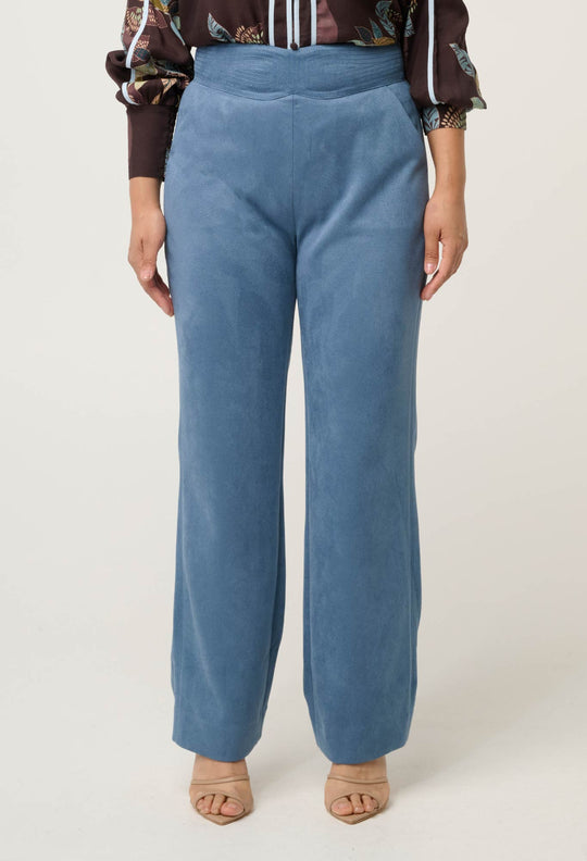 UNDER 5'4 Scarlett Faux Suede Pant in Sky