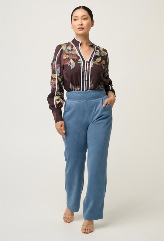 UNDER 5'4 Scarlett Faux Suede Pant in Sky
