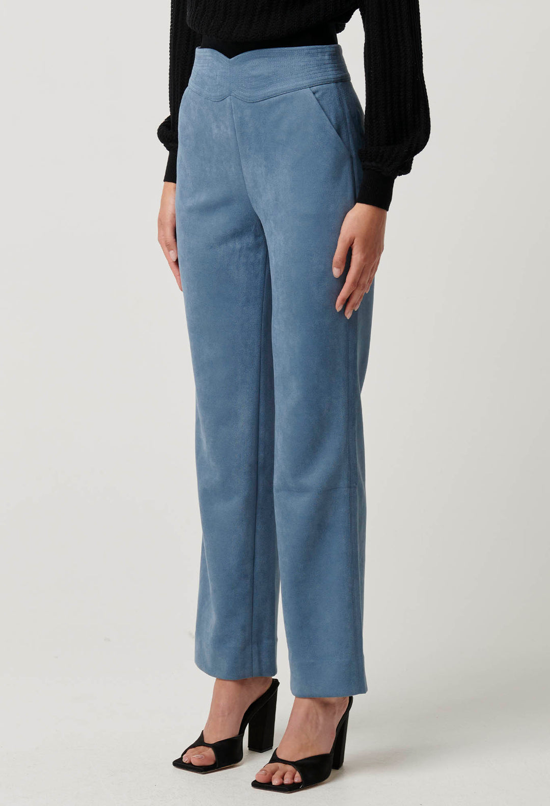 OnceWas Scarlett Faux Suede Pant in Sky