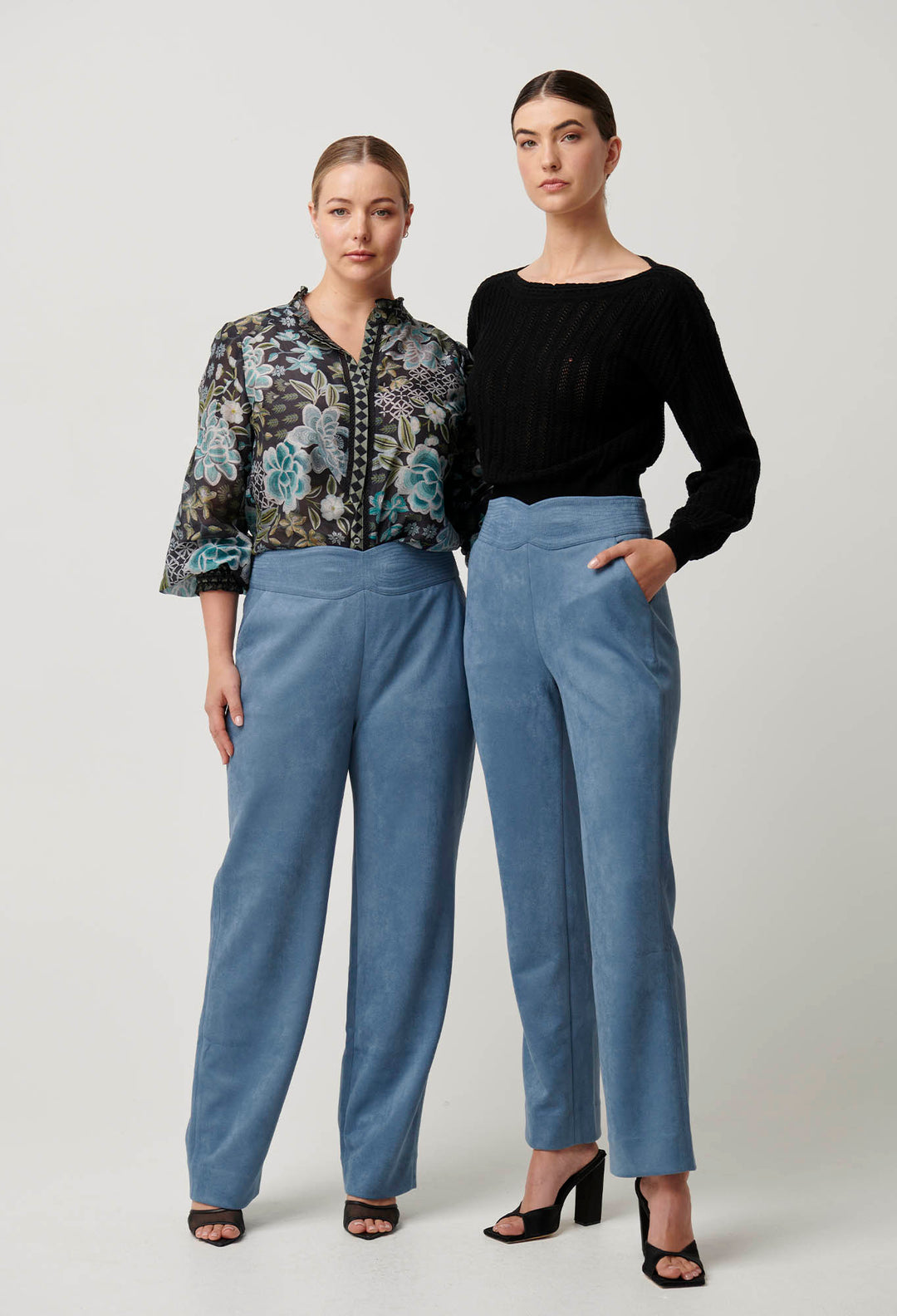 OnceWas Scarlett Faux Suede Pant in Sky