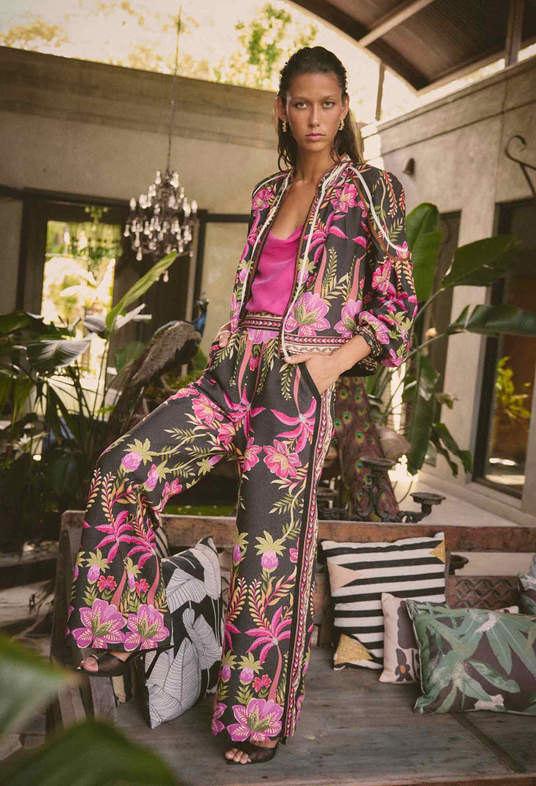 OnceWas Willow Viscose Dobby Pants in Anthos Lótos