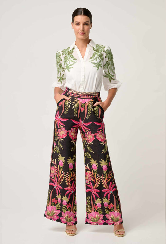 OnceWas Willow Viscose Dobby Pants in Anthos Lótos