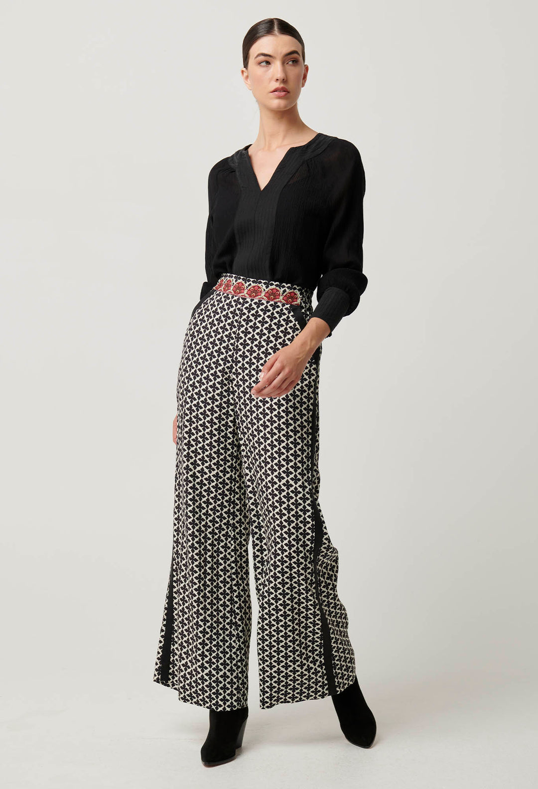 OnceWas Willow Viscose Dobby Elastic Waist Pant in Country Tapestry