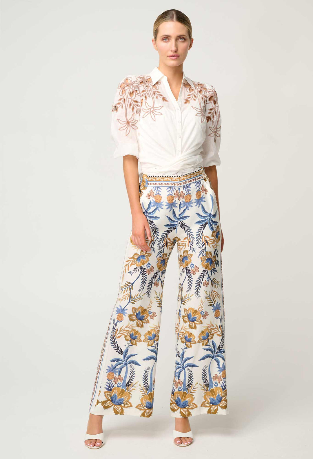 OnceWas Willow Linen Viscose Pant in Golden Medina