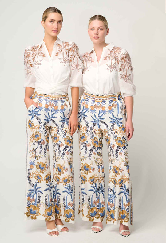 OnceWas Willow Linen Viscose Pant in Golden Medina