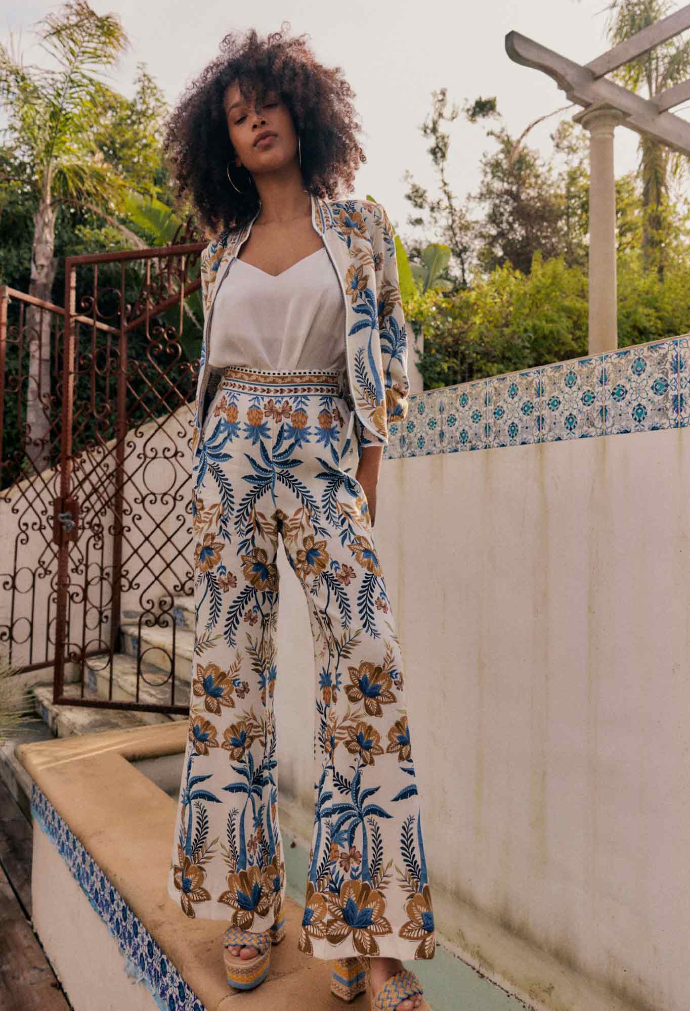 OnceWas Willow Linen Viscose Pant in Golden Medina