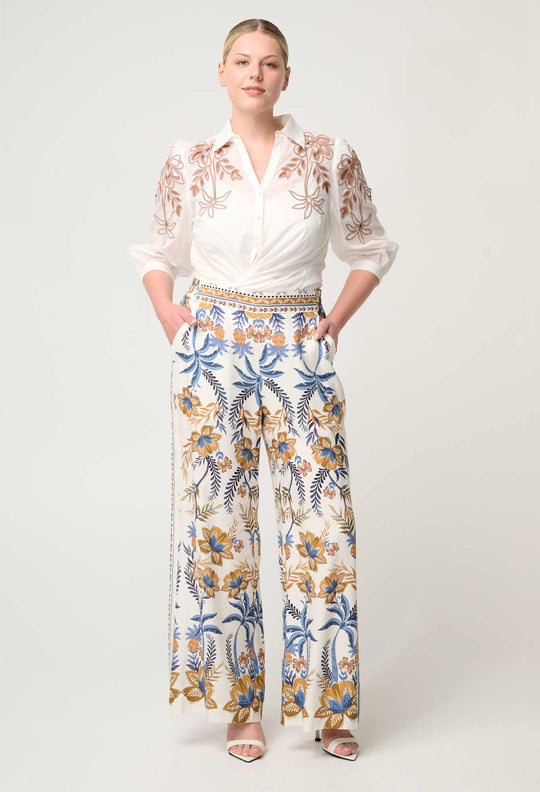 OnceWas Willow Linen Viscose Pant in Golden Medina