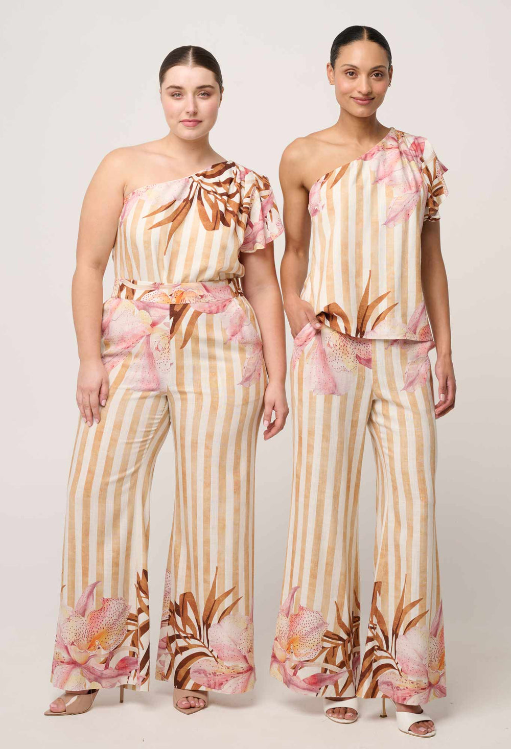 Willow Viscose Linen Elastic Waist Printed Pant in Golden Promenade