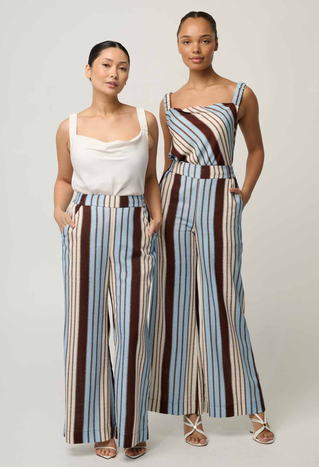 UNDER 5'4 Willow Linen Viscose Pant in Iridescent Stripe