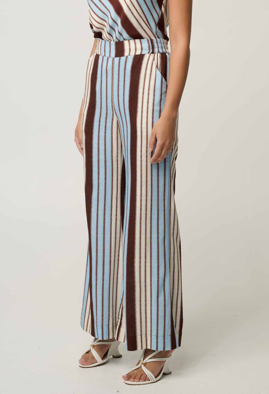 Willow Linen Viscose Pant in Iridescent Stripe