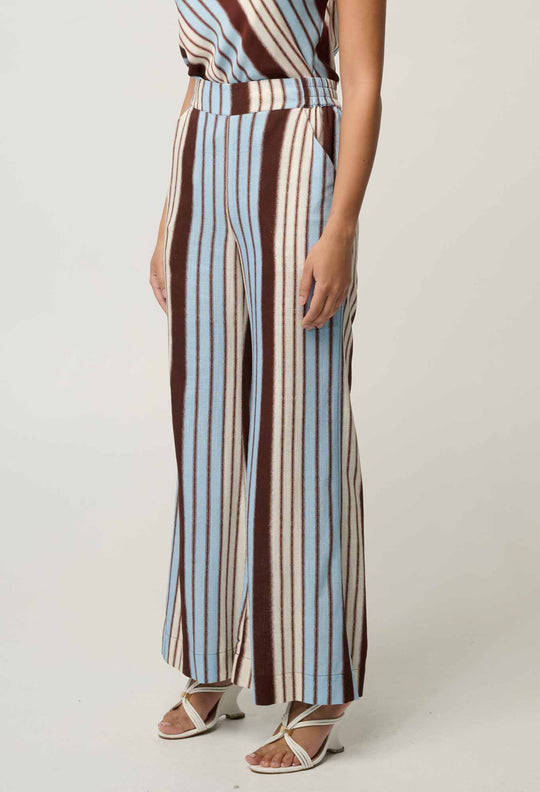 Willow Linen Viscose Pant in Iridescent Stripe