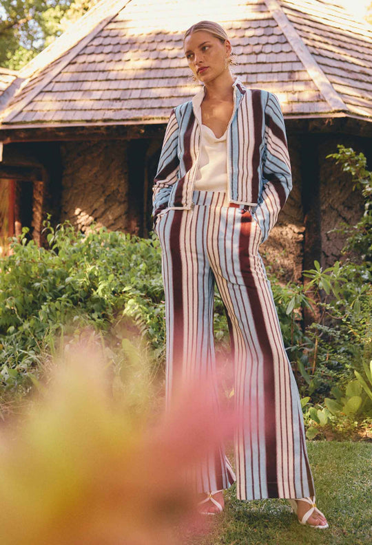 Willow Linen Viscose Pant in Iridescent Stripe
