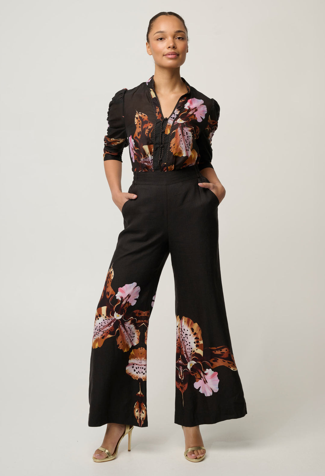 Willow Linen Viscose Pant in Sunset Orchid