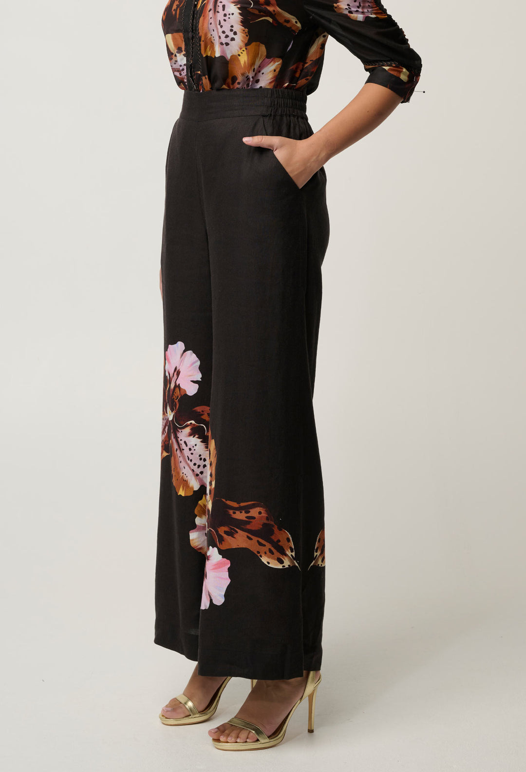 Willow Linen Viscose Pant in Sunset Orchid