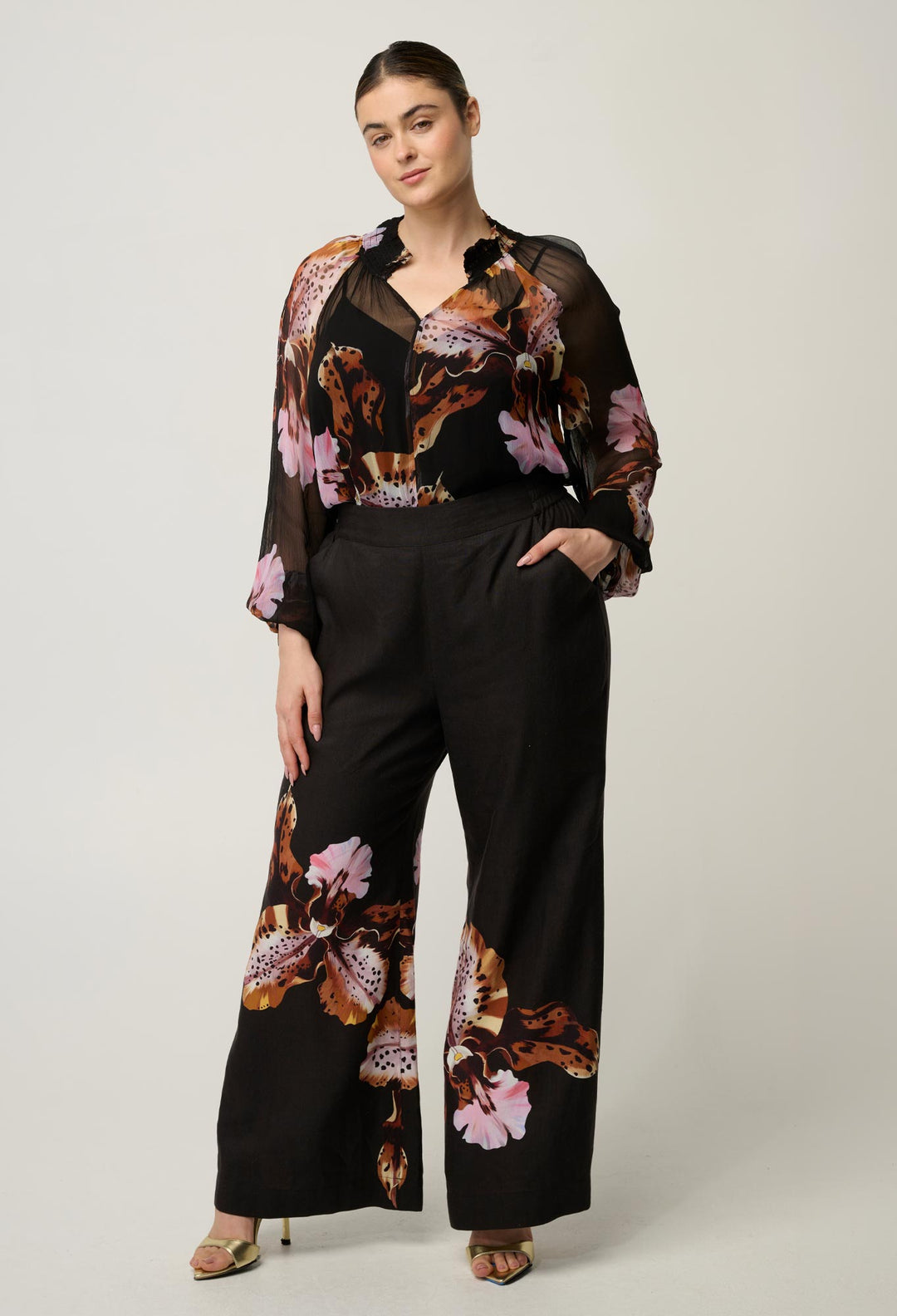 Willow Linen Viscose Pant in Sunset Orchid