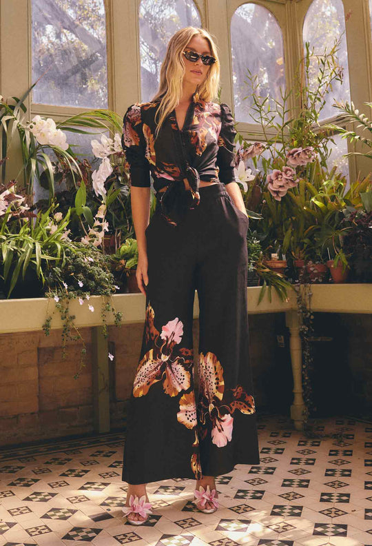 Willow Linen Viscose Pant in Sunset Orchid
