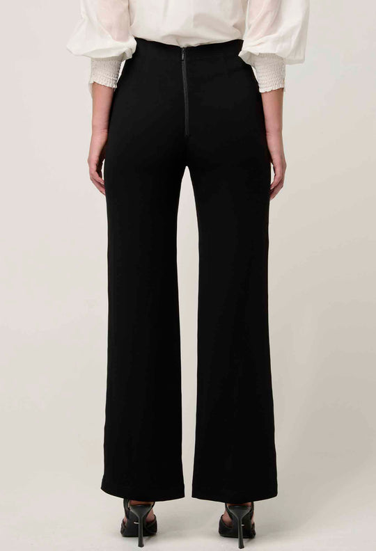 Elvira Viscose Stretch Crepe Pant in Onyx