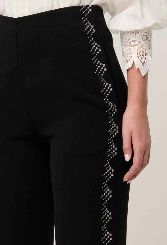 Elvira Viscose Stretch Crepe Pant in Onyx
