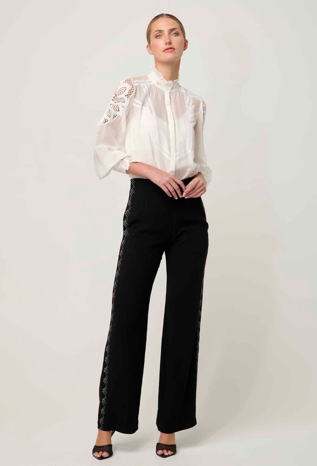 Elvira Viscose Stretch Crepe Pant in Onyx