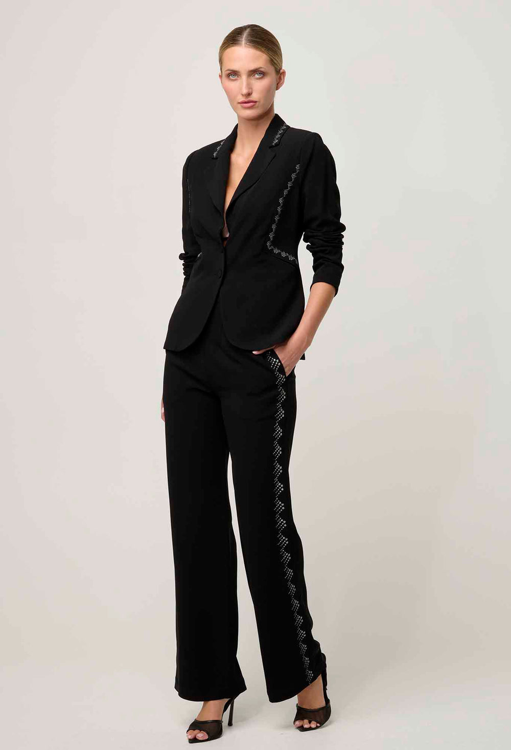 Elvira Viscose Stretch Crepe Pant in Onyx