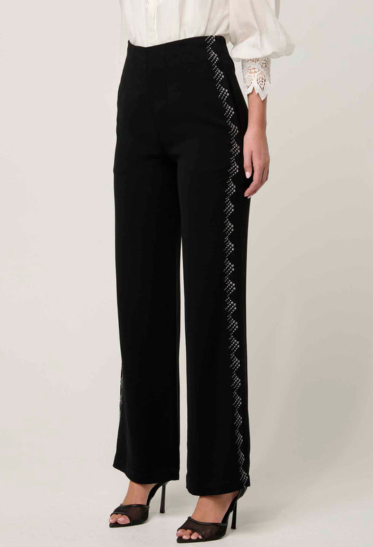 Elvira Viscose Stretch Crepe Pant in Onyx