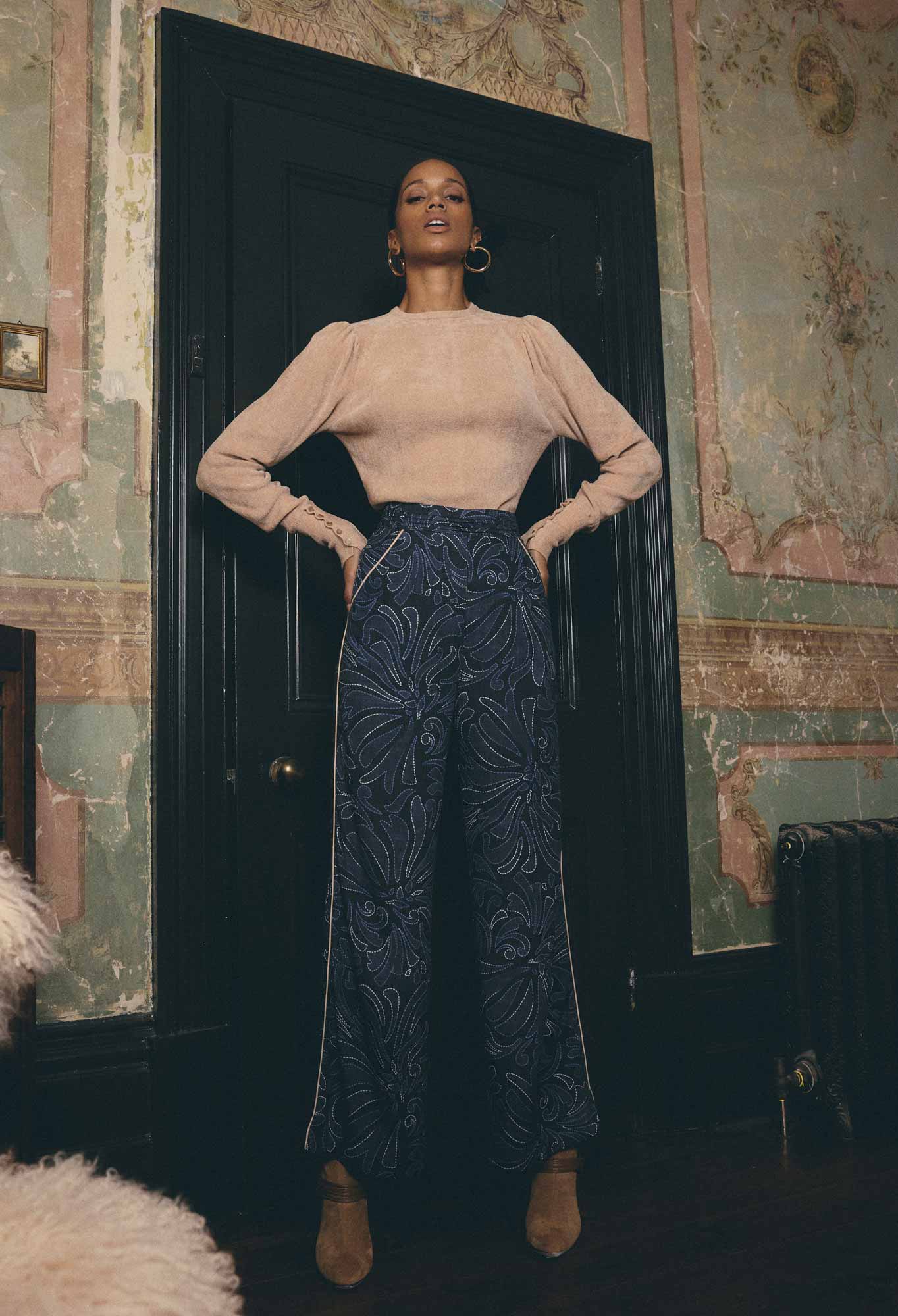 OnceWas Merida Linen Viscose Pant in Altamira