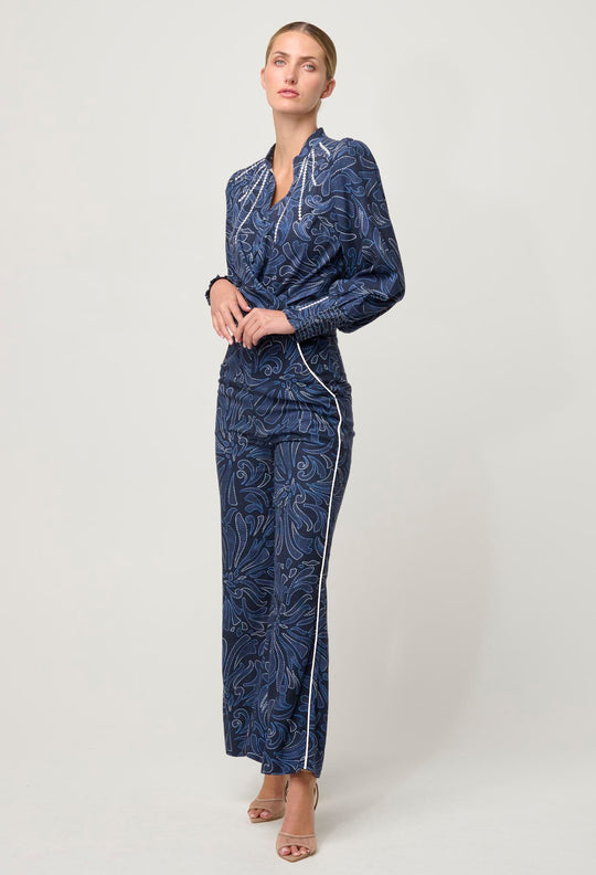 OnceWas Merida Linen Viscose Pant in Altamira