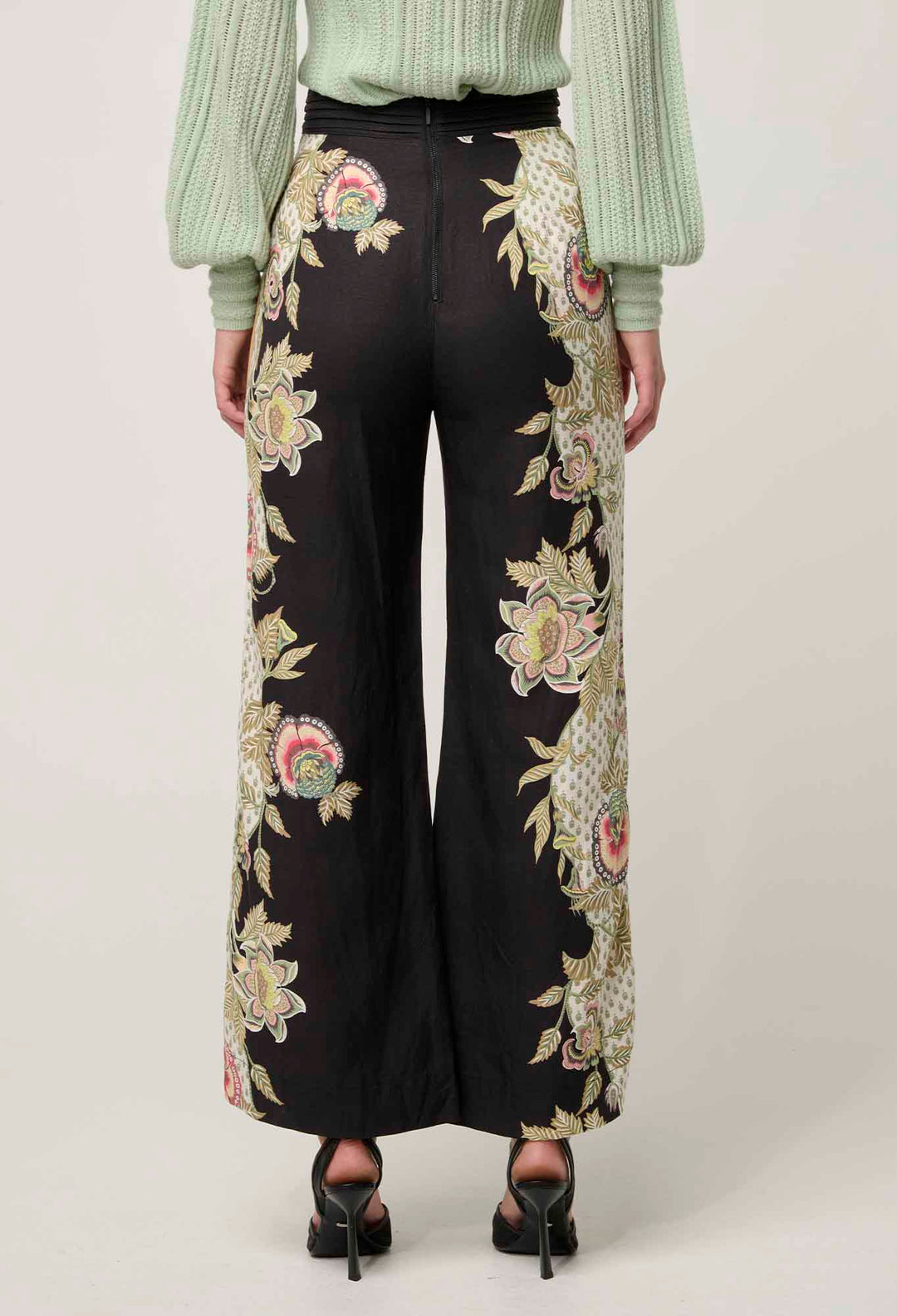 OnceWas PETITE Merida Linen Viscose Pant in Mariposa Nero