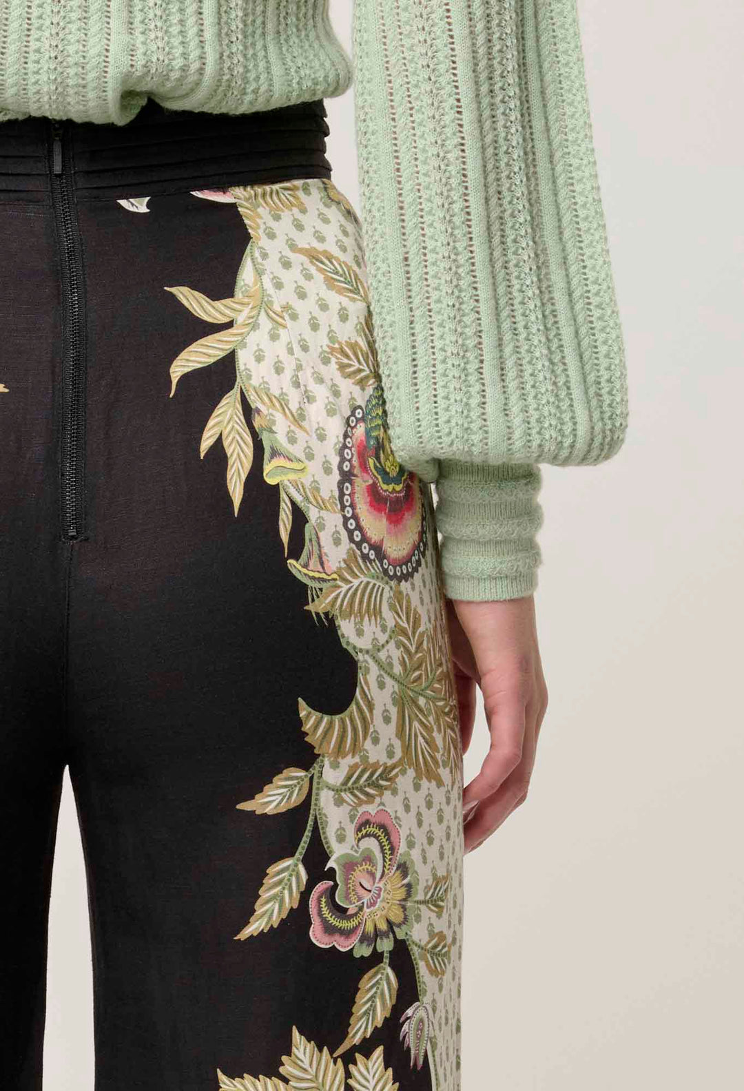 OnceWas PETITE Merida Linen Viscose Pant in Mariposa Nero