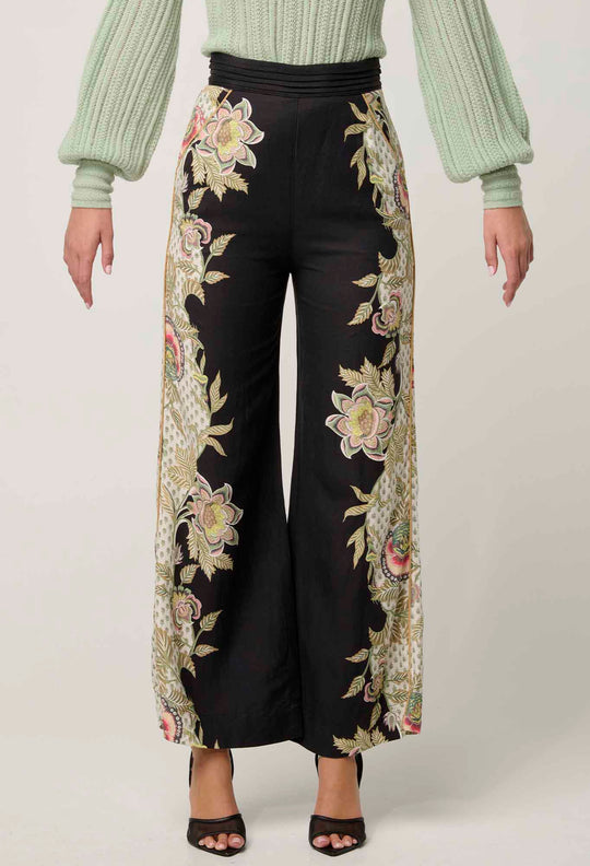 OnceWas PETITE Merida Linen Viscose Pant in Mariposa Nero