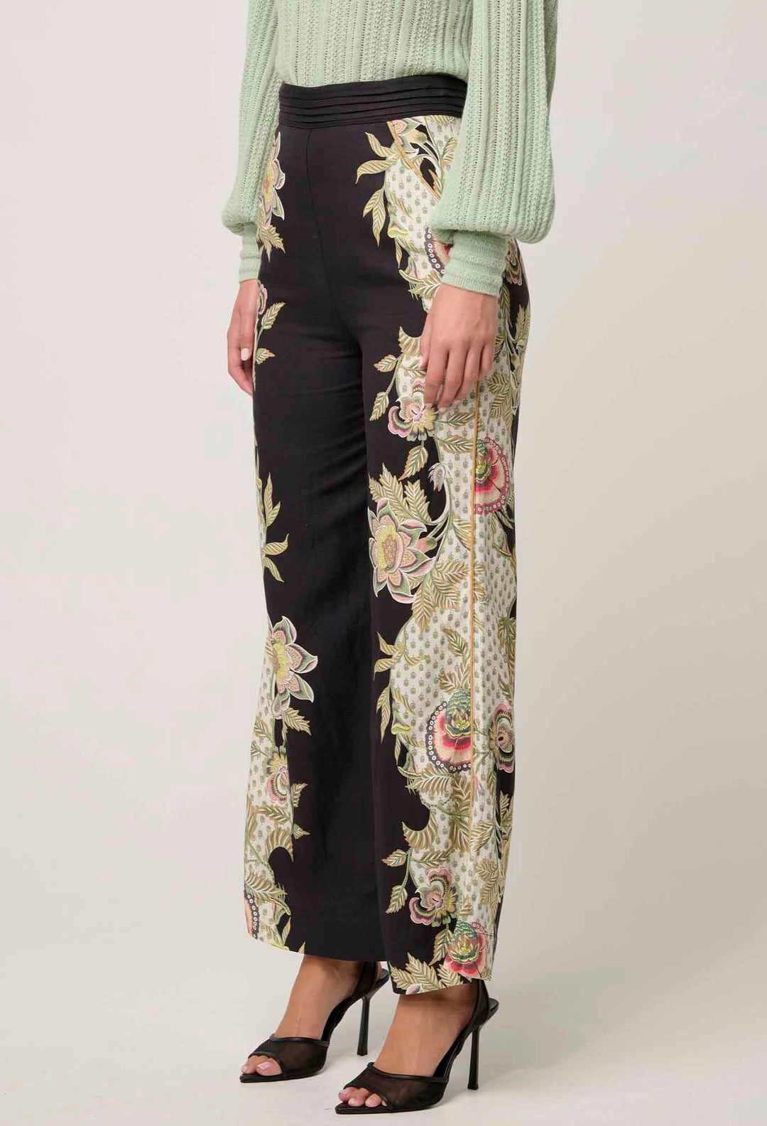 OnceWas PETITE Merida Linen Viscose Pant in Mariposa Nero