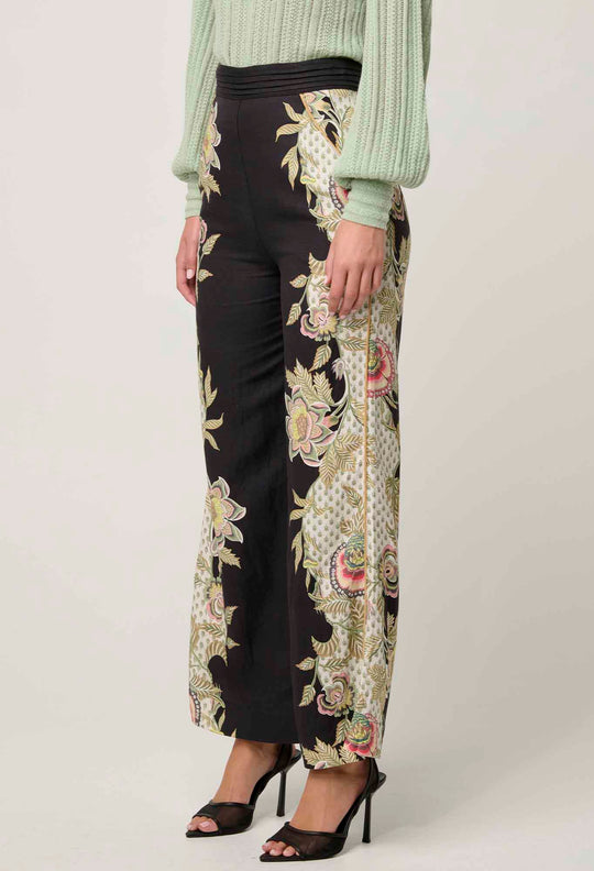 OnceWas PETITE Merida Linen Viscose Pant in Mariposa Nero