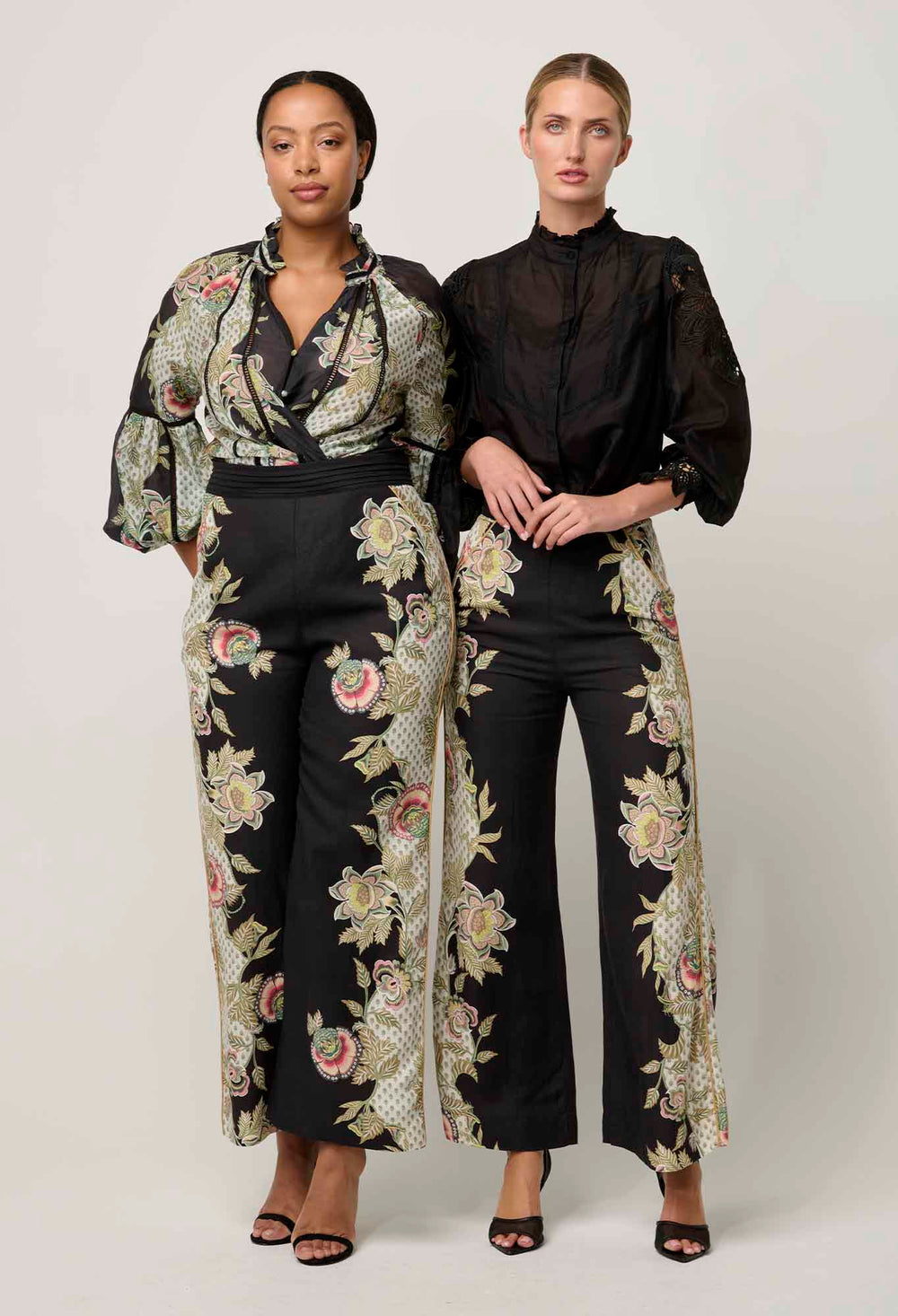 OnceWas PETITE Merida Linen Viscose Pant in Mariposa Nero