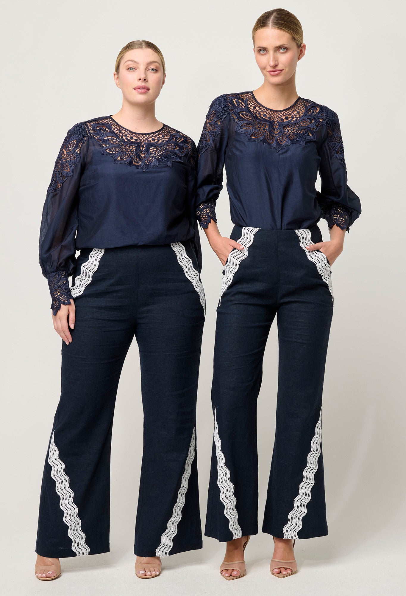 OnceWas Leandro Linen Viscose Stretch Pant in Night Sky