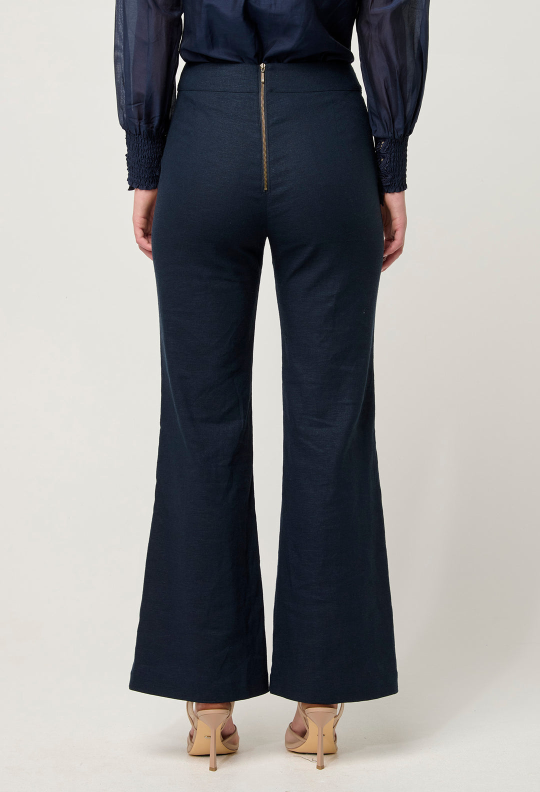 OnceWas Leandro Linen Viscose Stretch Pant in Night Sky