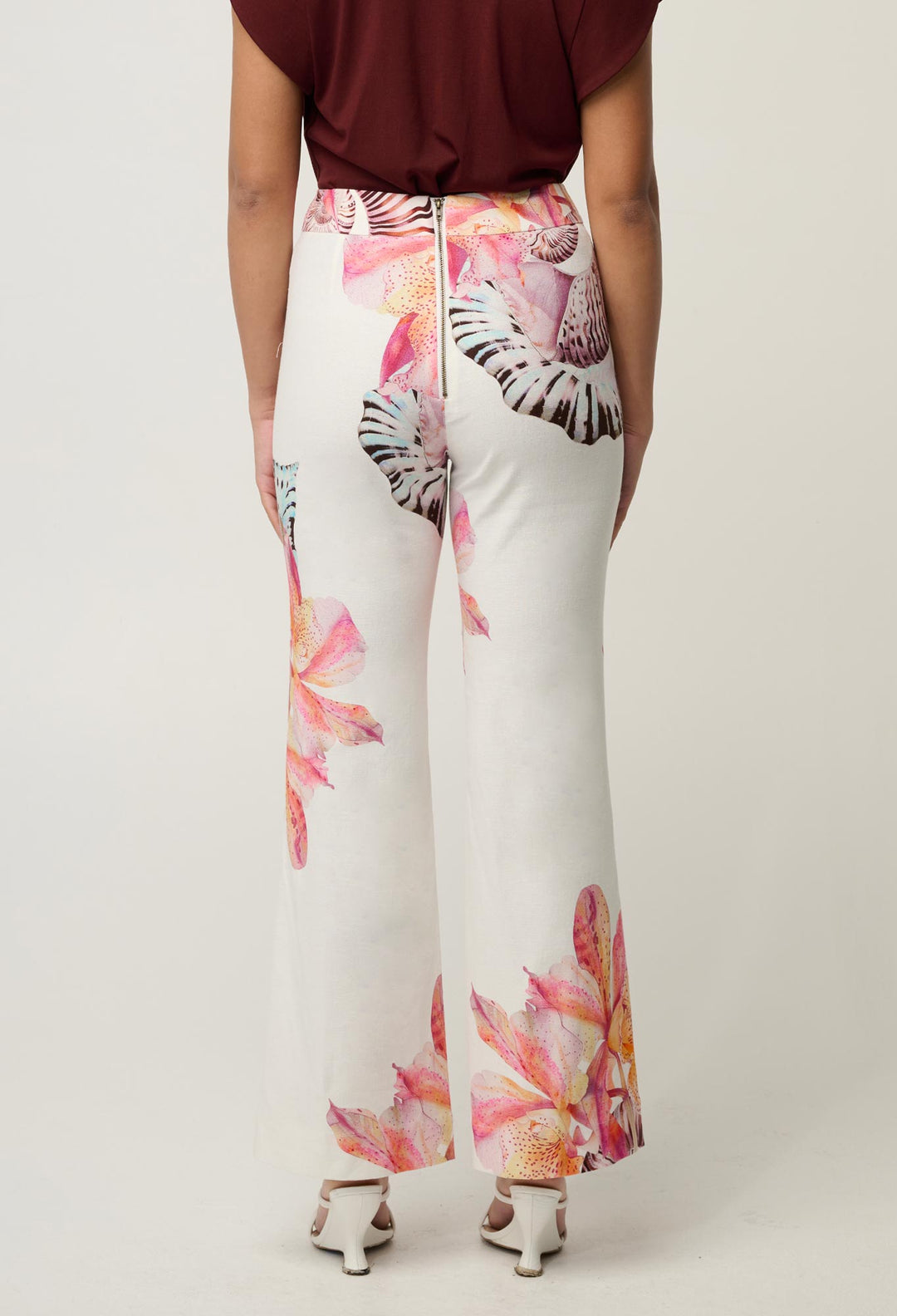 Kelsey Stretch Linen Viscose Pant in Nautilus Bloom