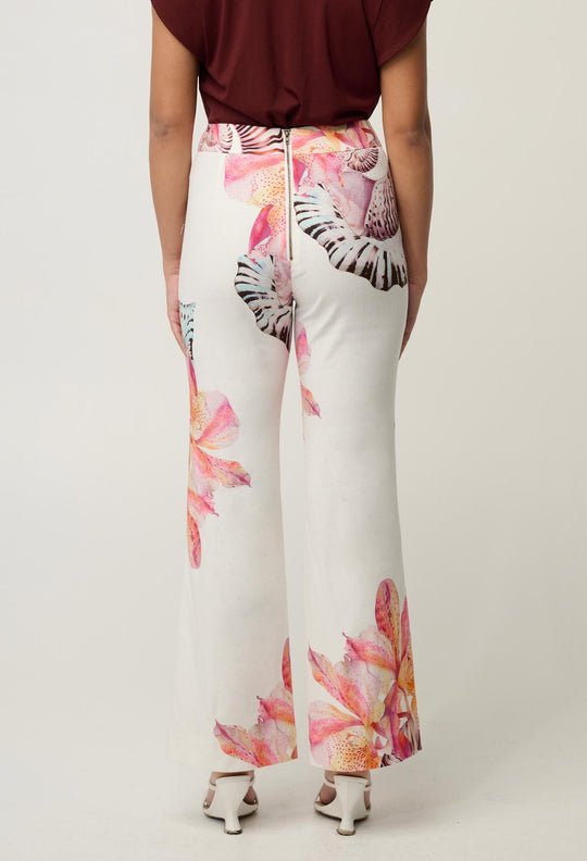Kelsey Stretch Linen Viscose Pant in Nautilus Bloom