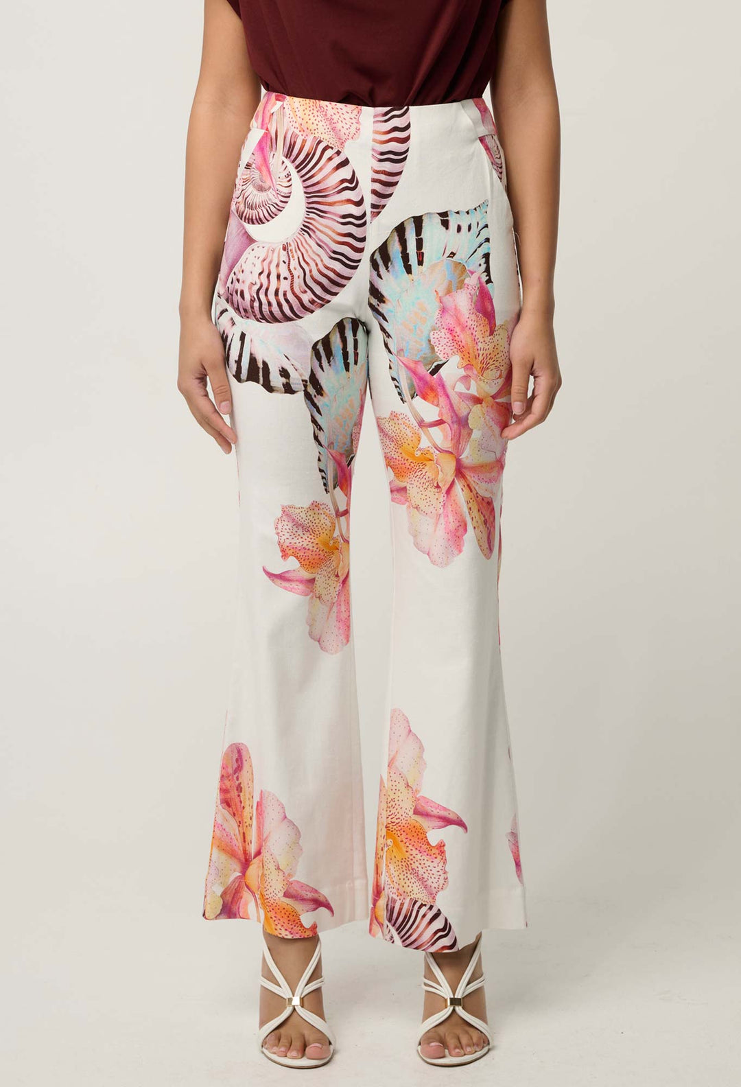 Kelsey Stretch Linen Viscose Pant in Nautilus Bloom