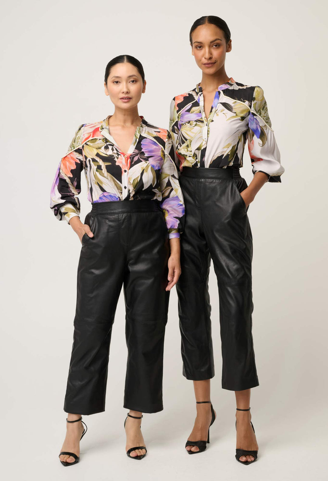 PETITE Montoya Leather Straight Leg Pant in Onyx