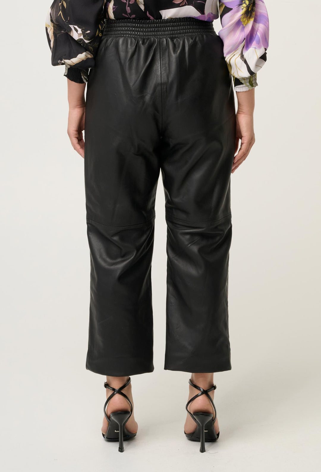 PETITE Montoya Leather Straight Leg Pant in Onyx