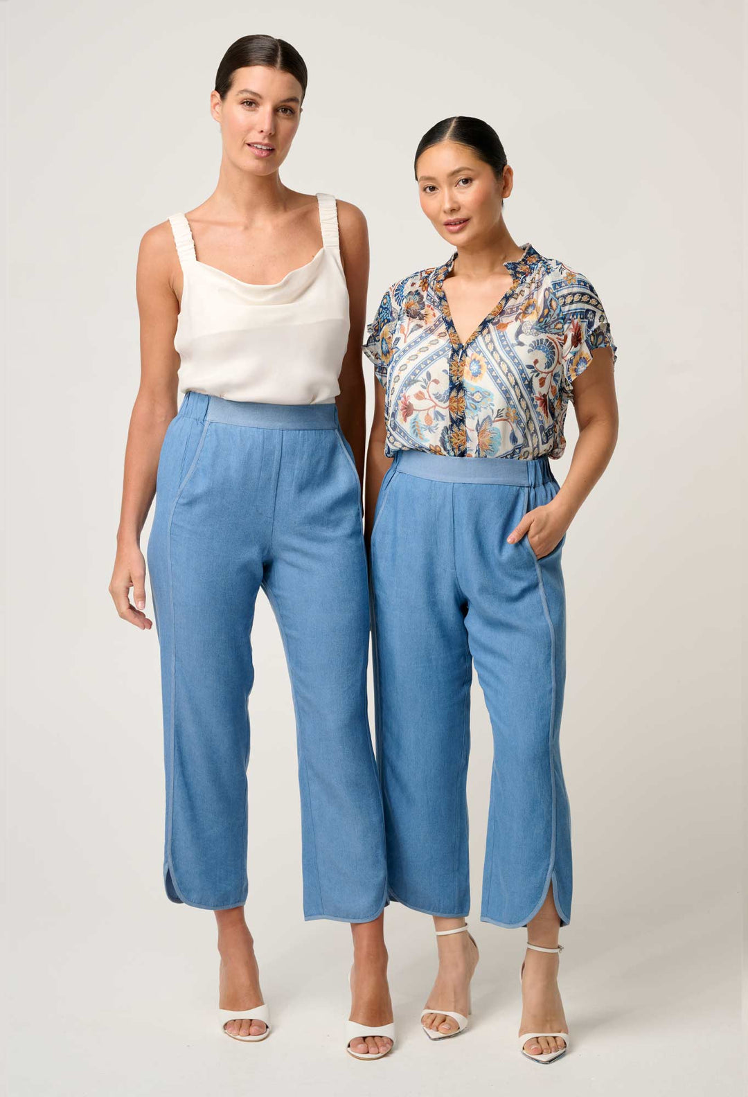 PETITE Astra Tencel High Waist Pant in Blue Ash